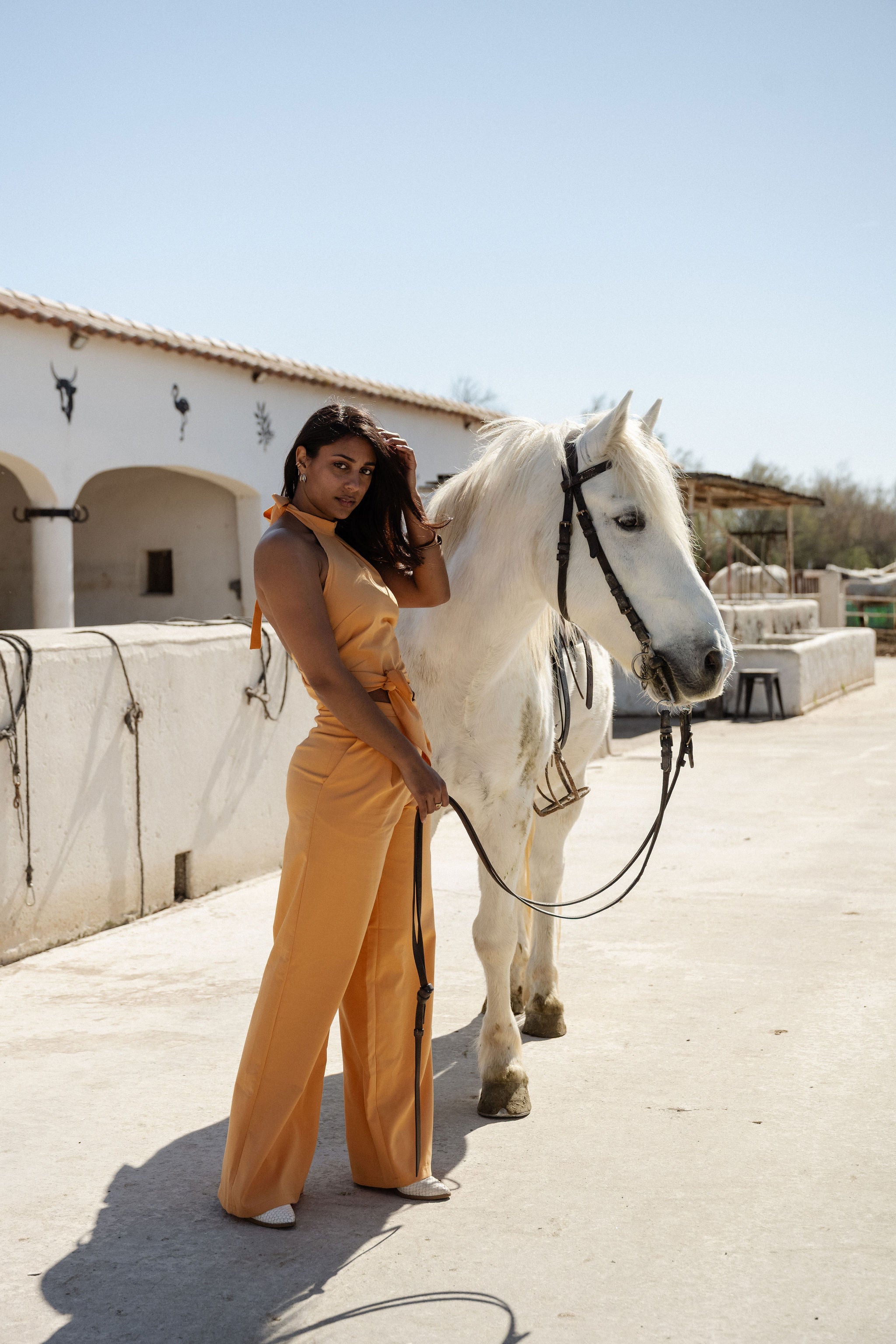 pantalon orange large la mouche poulette ethique fabriqué en france et numéroté 